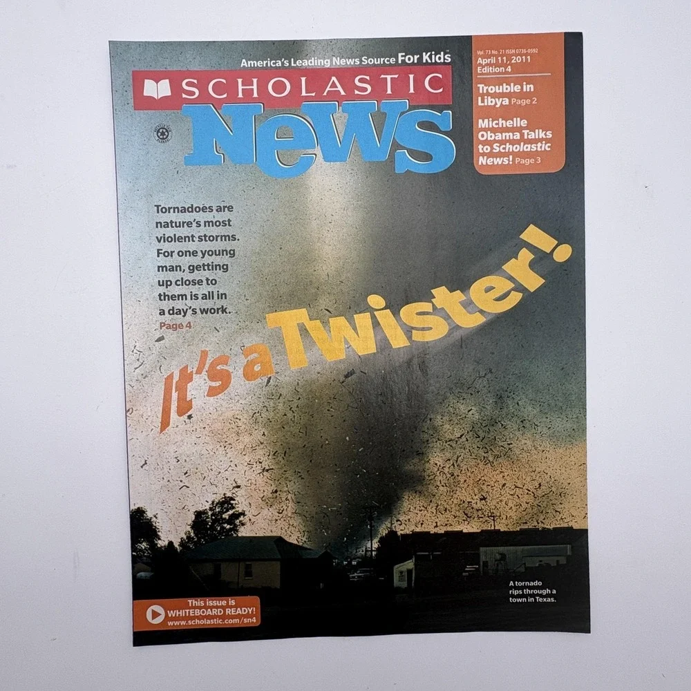 Scholastic News Magazine Lot 36 April‎ 11 2011 It's A Twister Tornadoes USA Kids